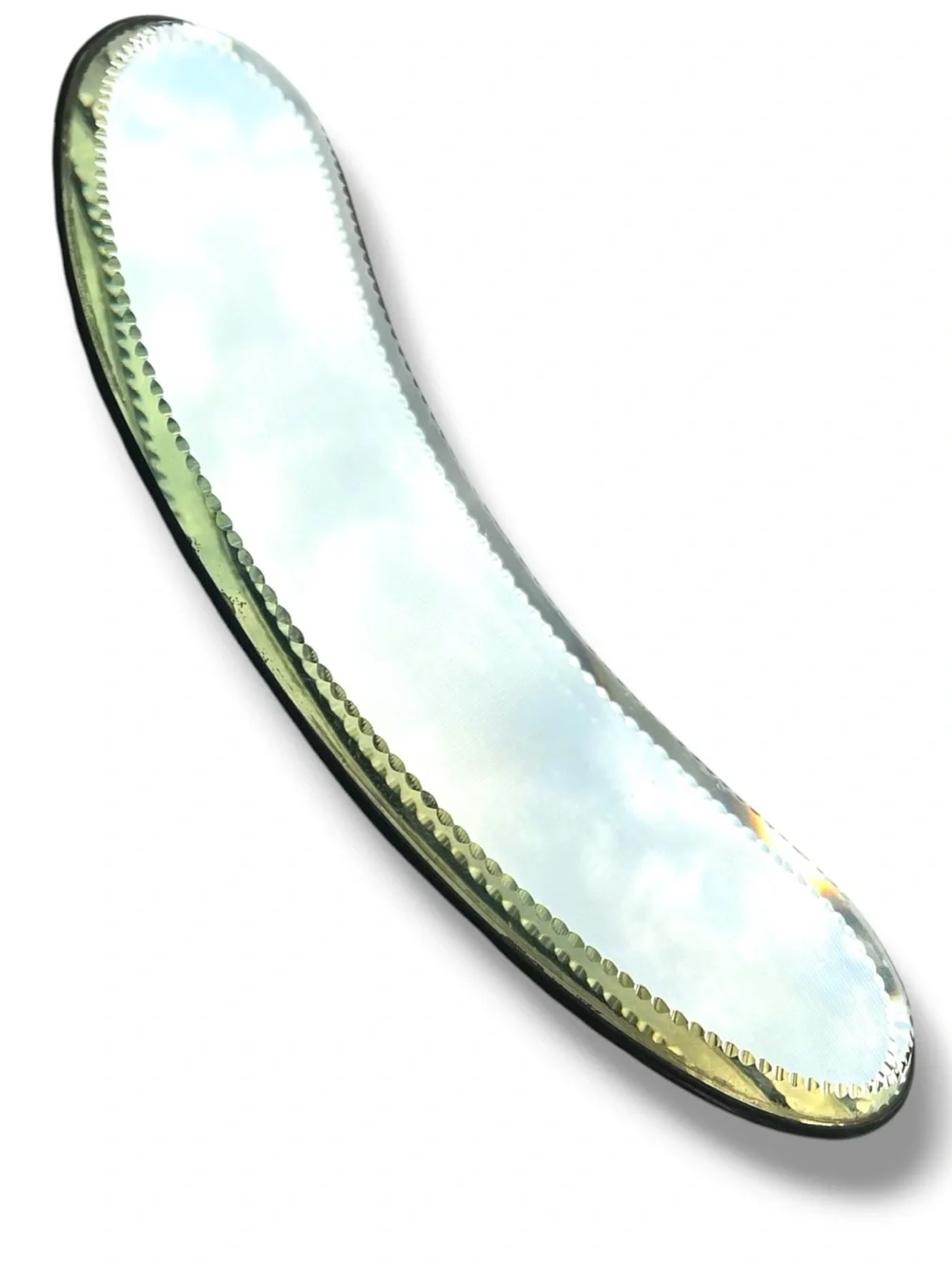 Antique vanity mirror, bean shaped, beveled, footed - Picture 2 of 5